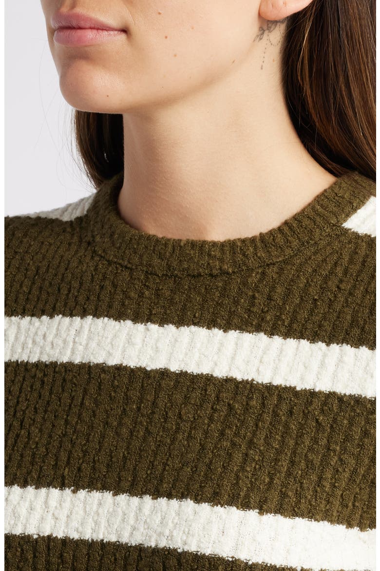 Stripe Bouclé Knit Crewneck Sweater Top, Alternate, color, EXPEDITION GREEN