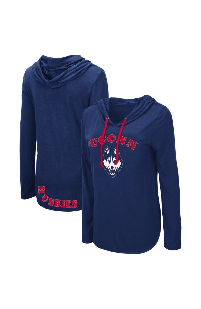 COLOSSEUM Women's Colosseum Navy UConn Huskies My Lover Lightweight Hooded Long Sleeve T-Shirt, Main, color,