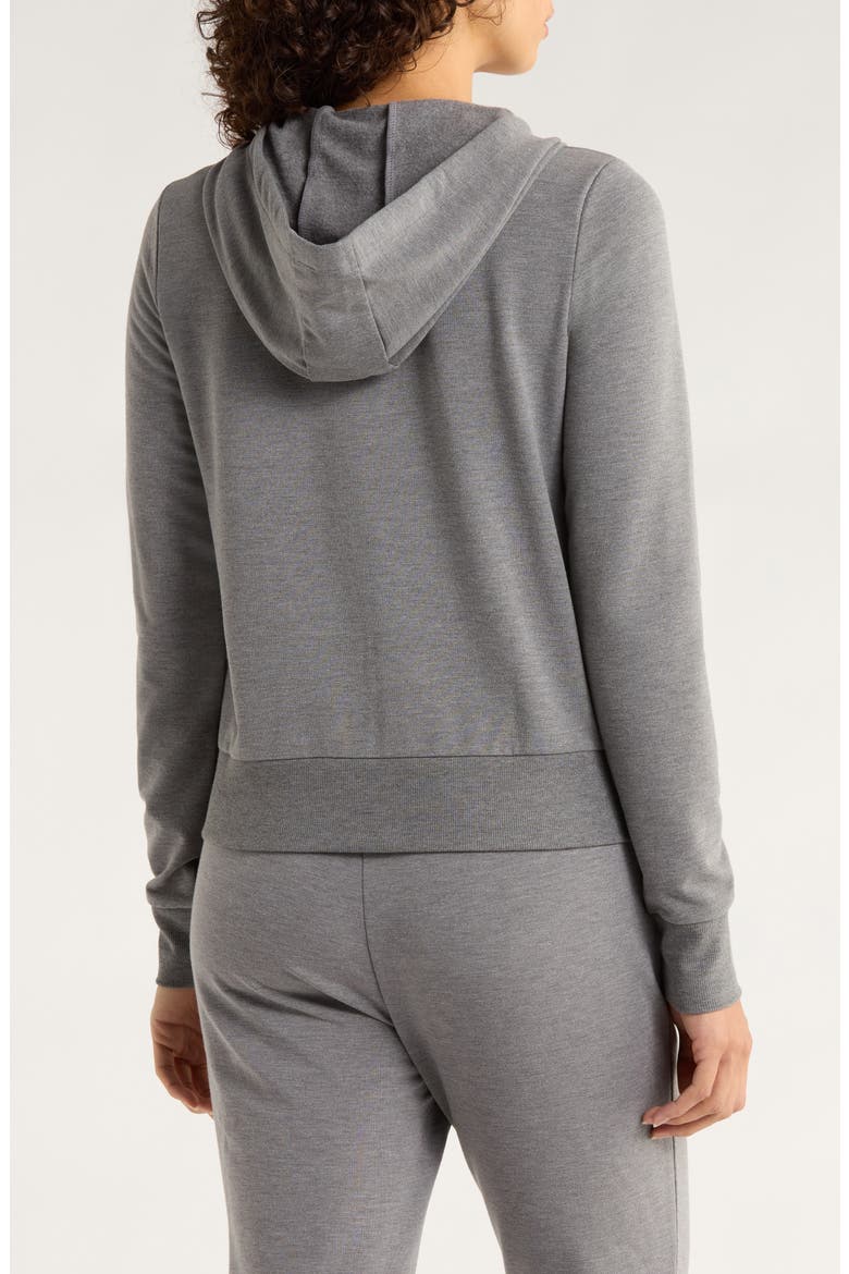 Slim Fit Cozy Recycled Polyester Blend Fleece Full Zip Hoodie, Alternate, color, HEATHER STEEL GREY