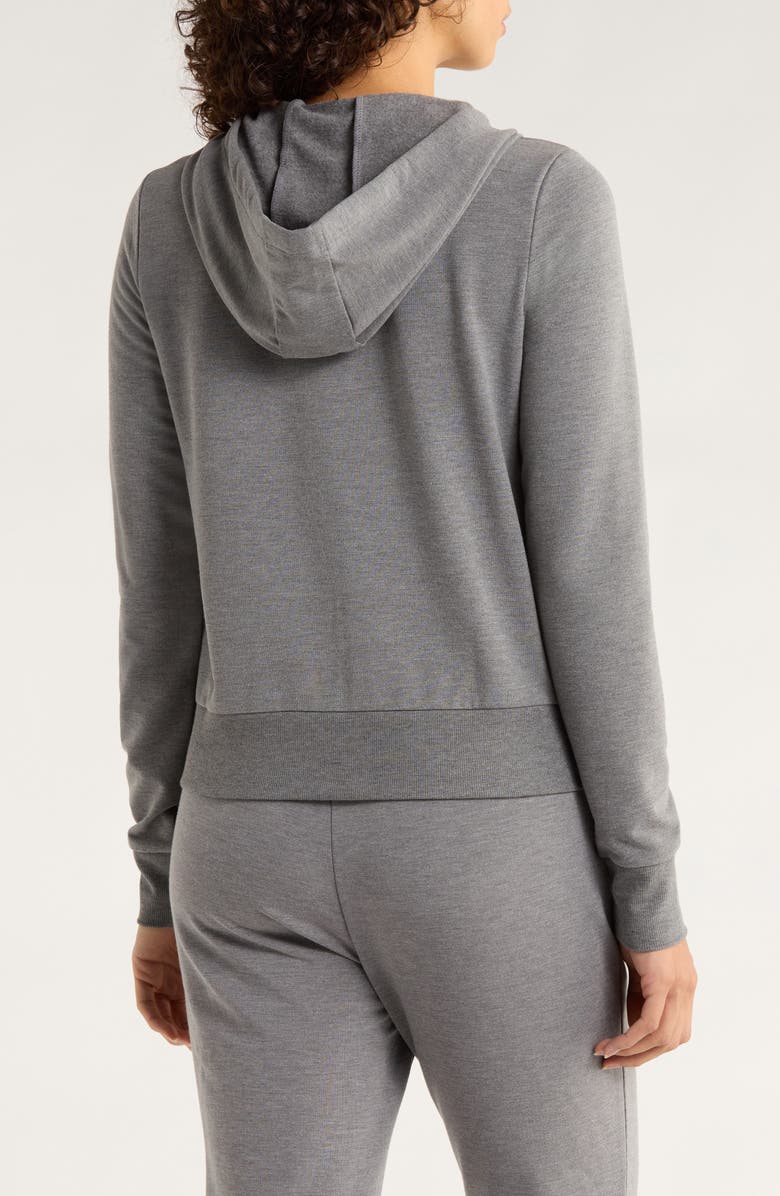 MPG Slim Fit Cozy Recycled Polyester Blend Fleece Full Zip Hoodie, Alternate, color, Heather Steel Grey