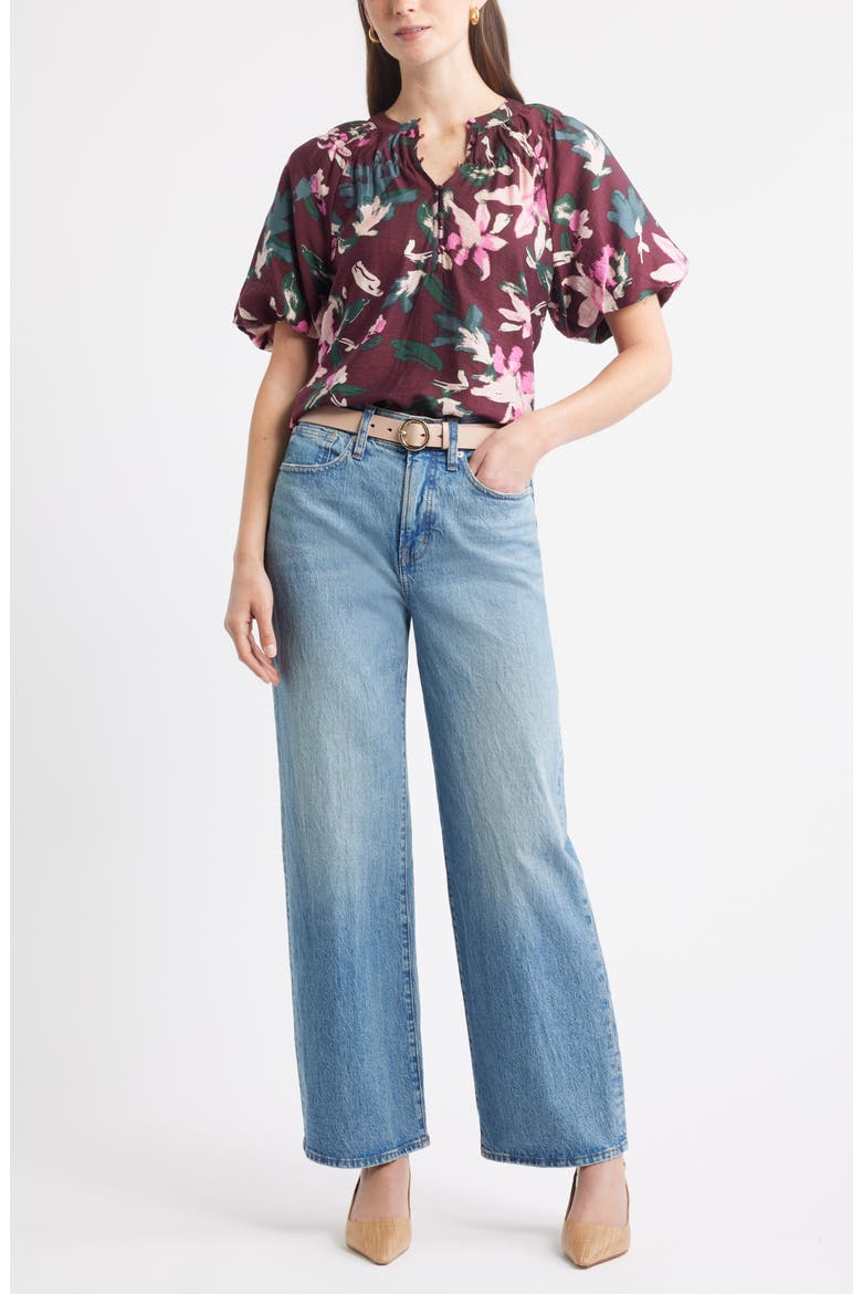 Puff Sleeve Top, Alternate, color, BURGUNDY- PINK LUCY FLORAL