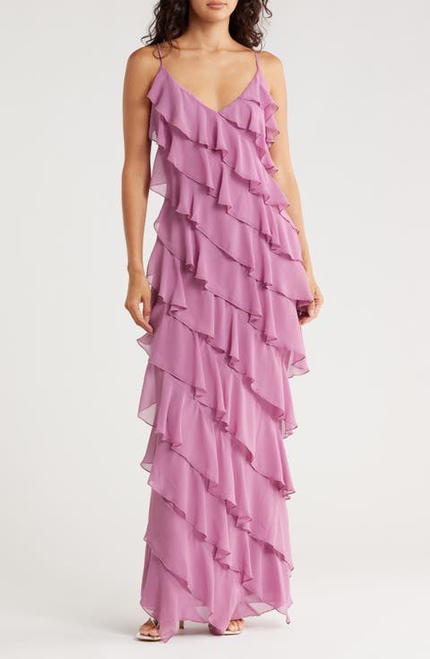 Riza Ruffle Chiffon Maxi Dress