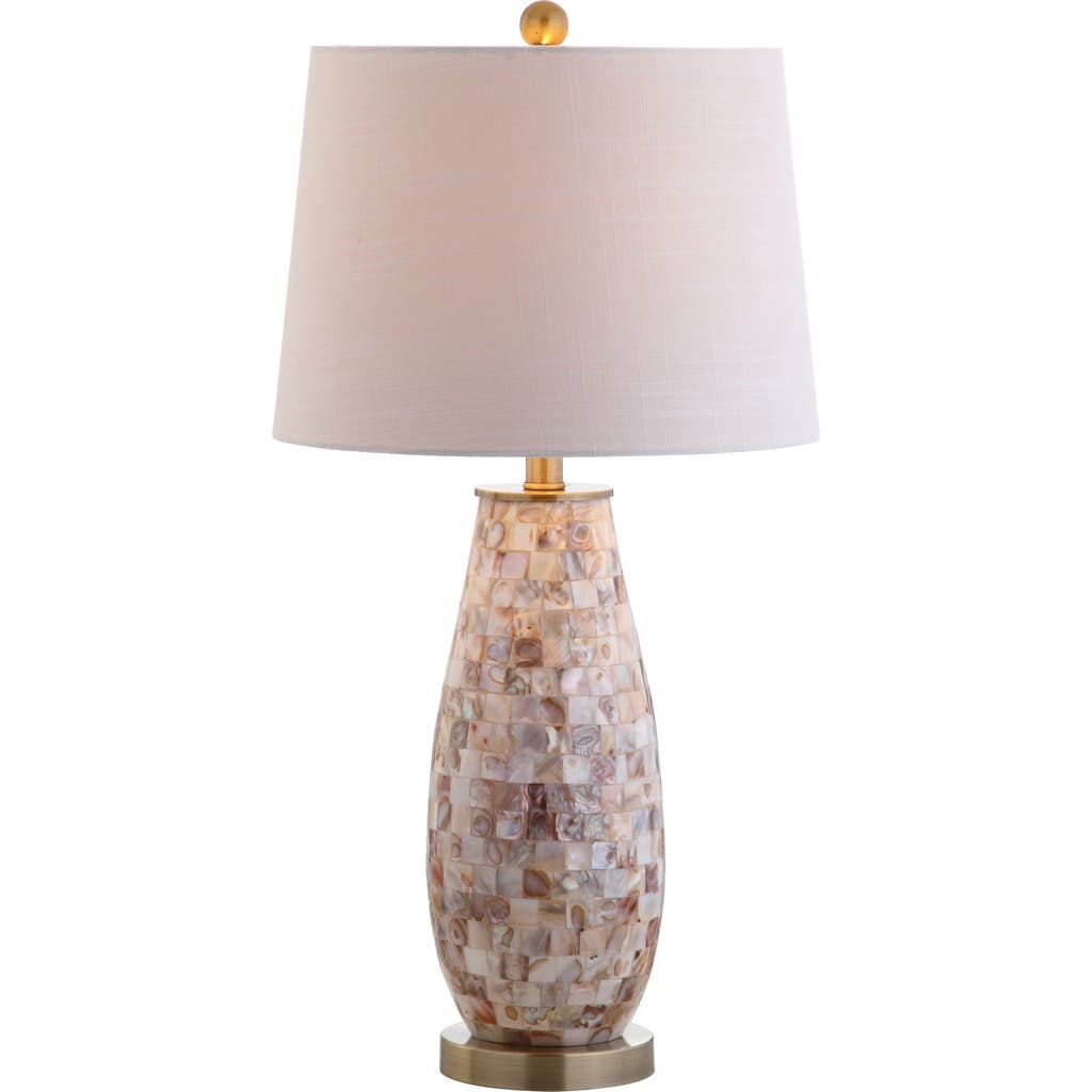 Jonathan Y Jocelyn 28" Seashell Led Table Lamp, Natural In Natural/brass Gold