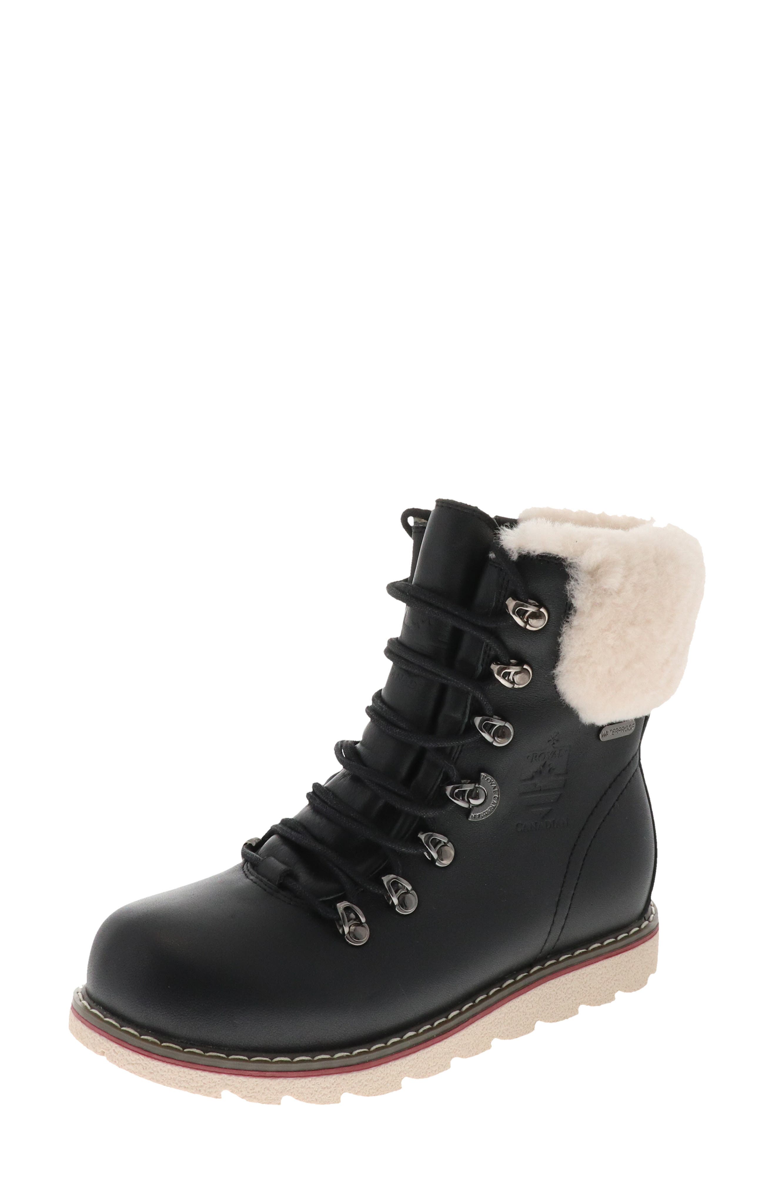 Cambridge Waterproof Snow Boot with Genuine Shearling Cuff, Alternate, color, BLACK LEATHER
