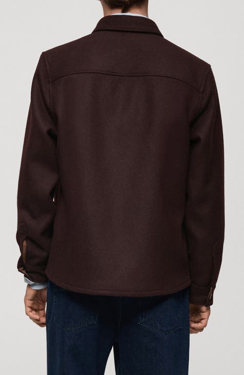 Mango Wool Blend Flannel Overshirt With Pockets In Burgundy