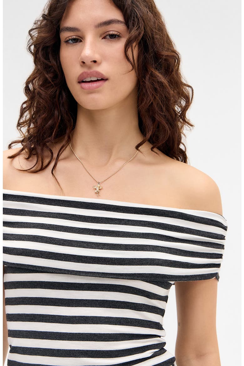 Stripe Off the Shoulder Top, Alternate, color, WHITE STRIPES