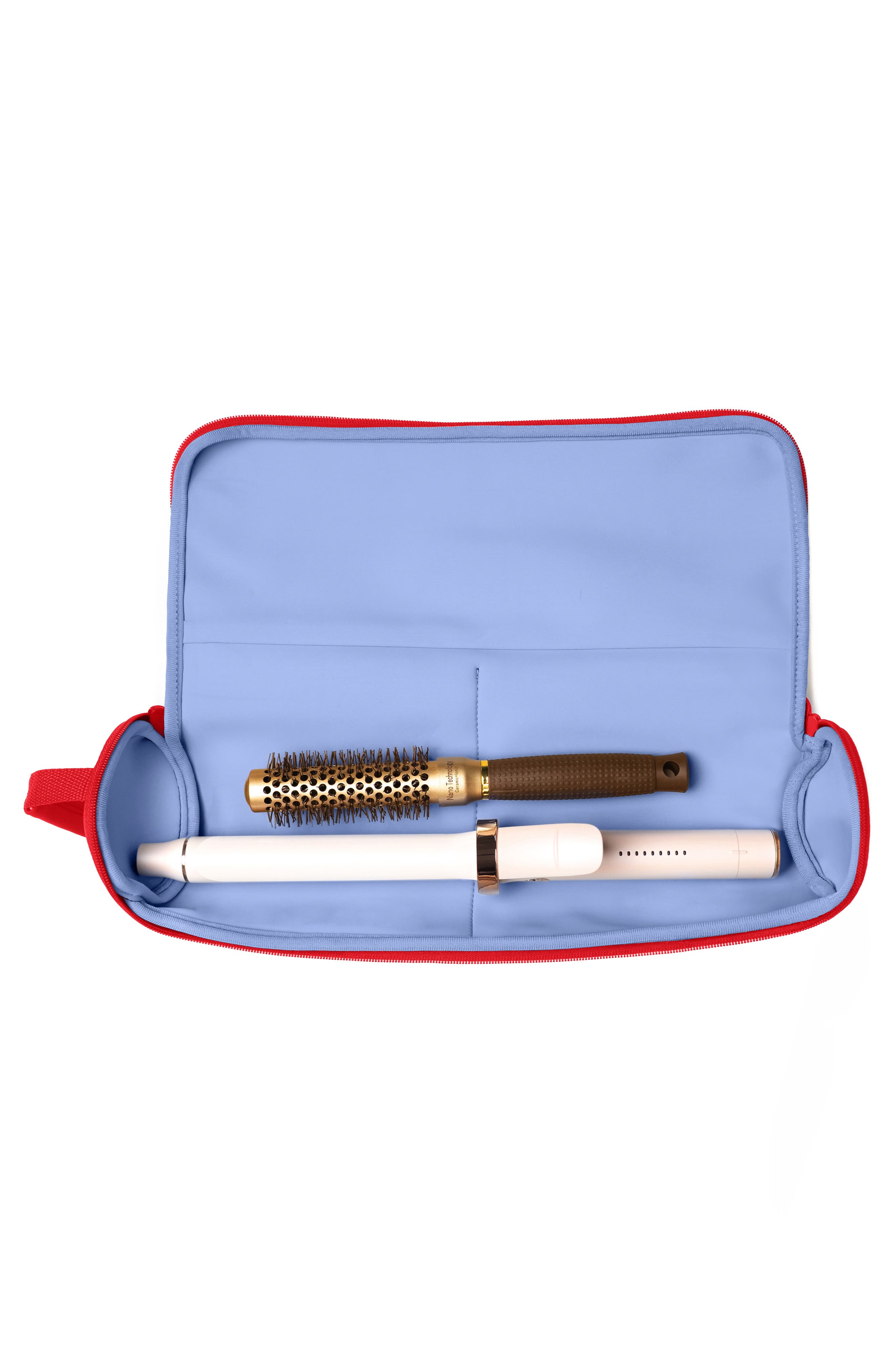 Travel Hair Tools Case, Alternate, color, CORAL RED/ PERIWINKLE