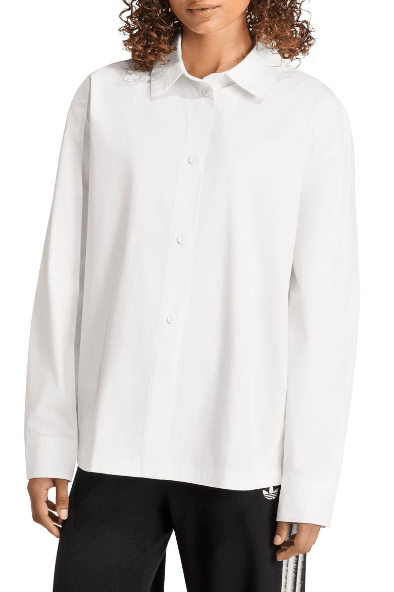 Cotton Button-Up Shirt, Main, color, CLOUD WHITE/ CLOUD WHITE