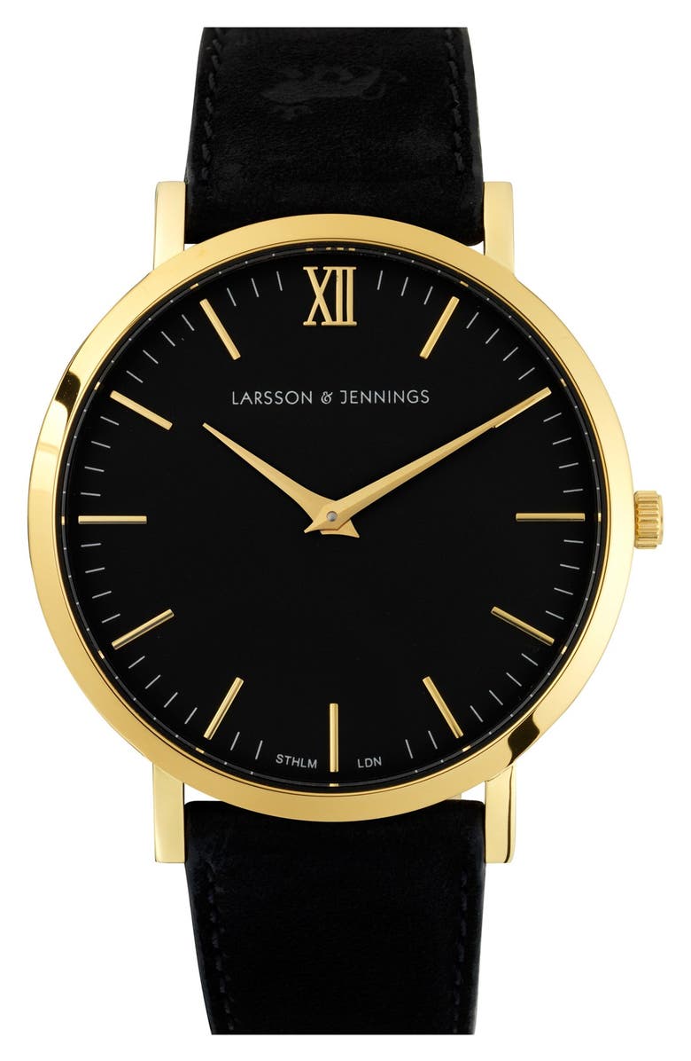 LARSSON & JENNINGS 'Lugano' Short Strap Leather Watch, 40mm, Main, color,