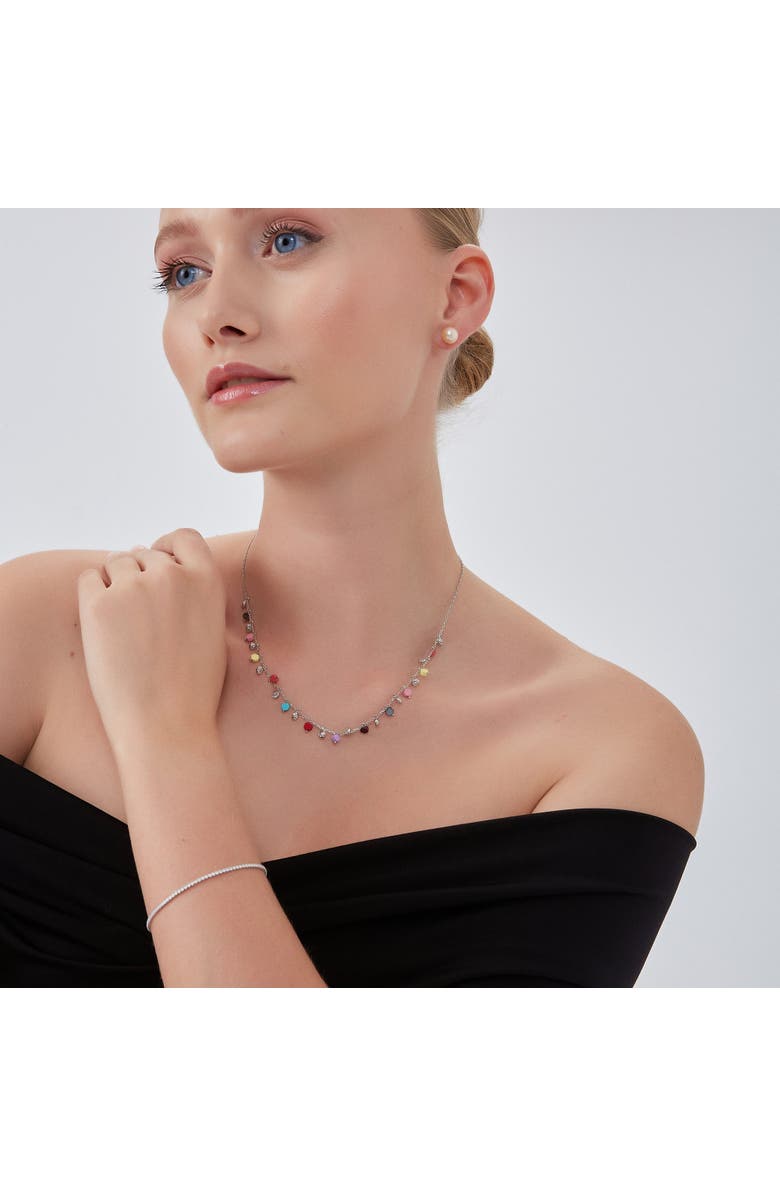 Spero London White Fine Opal Tennis Bracelet In Sterling Silver & Adjustable, Alternate, color, Silver