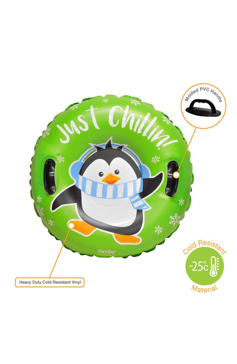 Coconut Outdoor Just Chillin Green Penguin 32" Junior Snow Tube, 5+, Alternate, color, Multicolored