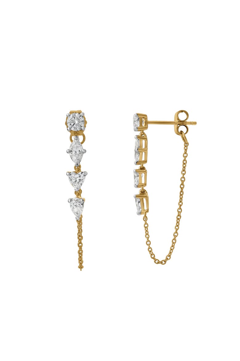 Elenya 14K Gold Lab Grown Diamond Drop Earrings - 1.25 Ct, Main, color, 14K Yellow Gold