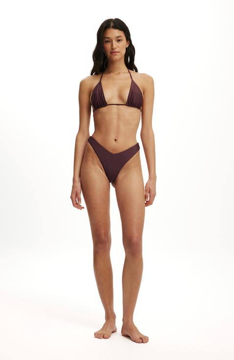 Women's Dip Front High Side Brazilian Bikini Bottom