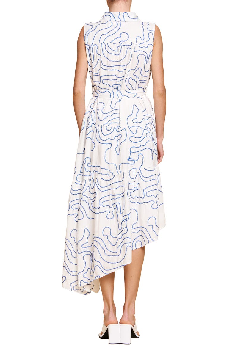 Colleen Embroidered Belted Midi Shirtdress, Alternate, color, WHITE BLUE