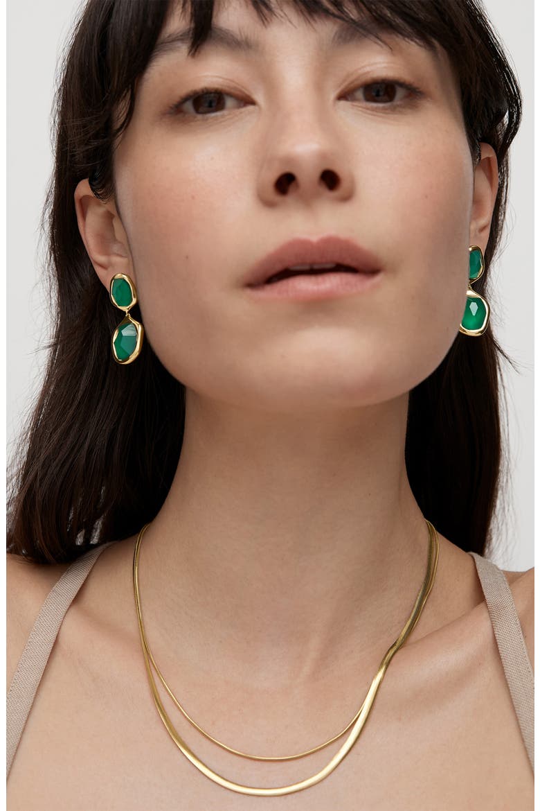 Green Onyx Drop Cocktail Earrings, Alternate, color, 18CT GOLD VERMEIL / GREEN ONYX