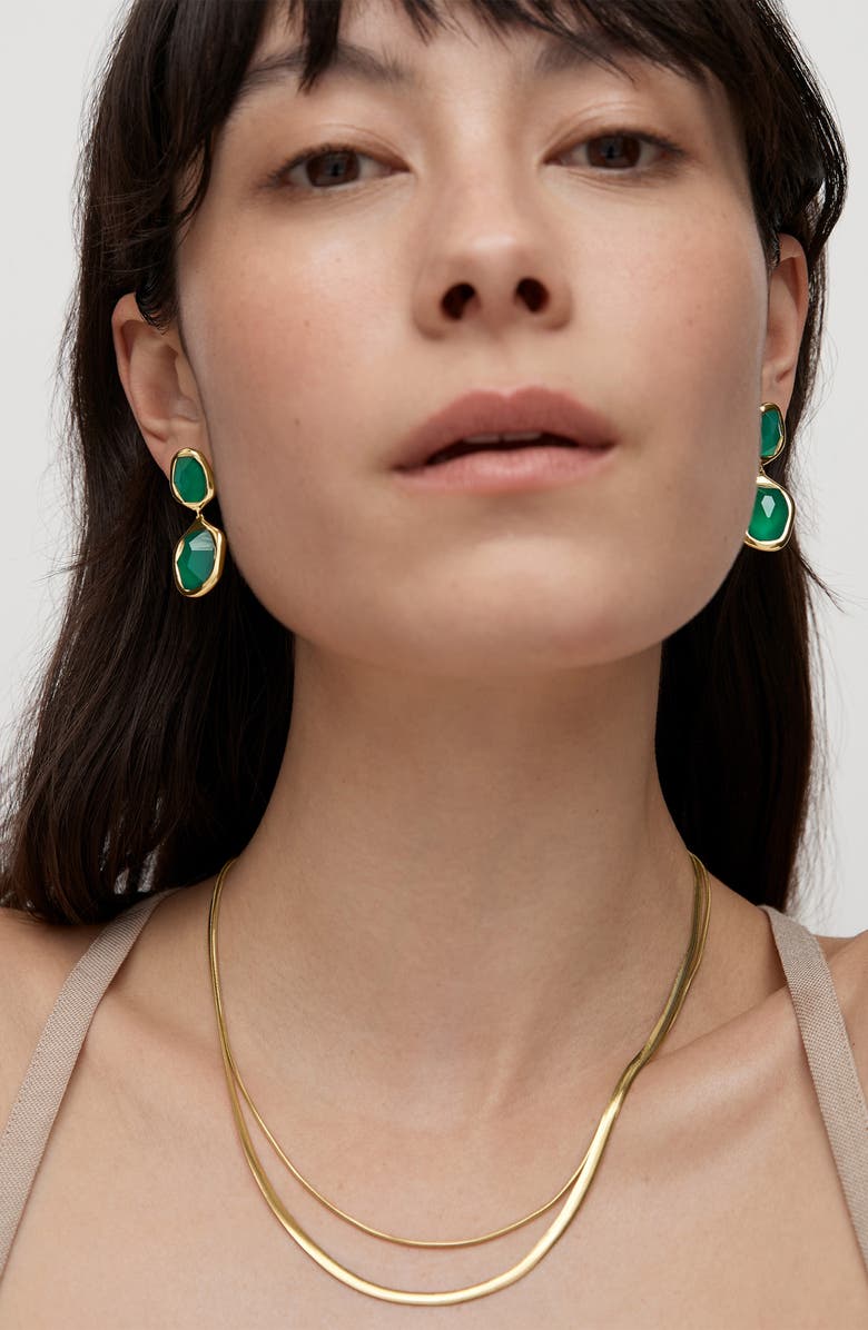 Monica Vinader Green Onyx Drop Cocktail Earrings, Alternate, color, 18K Gold Vermeil / Green Onyx