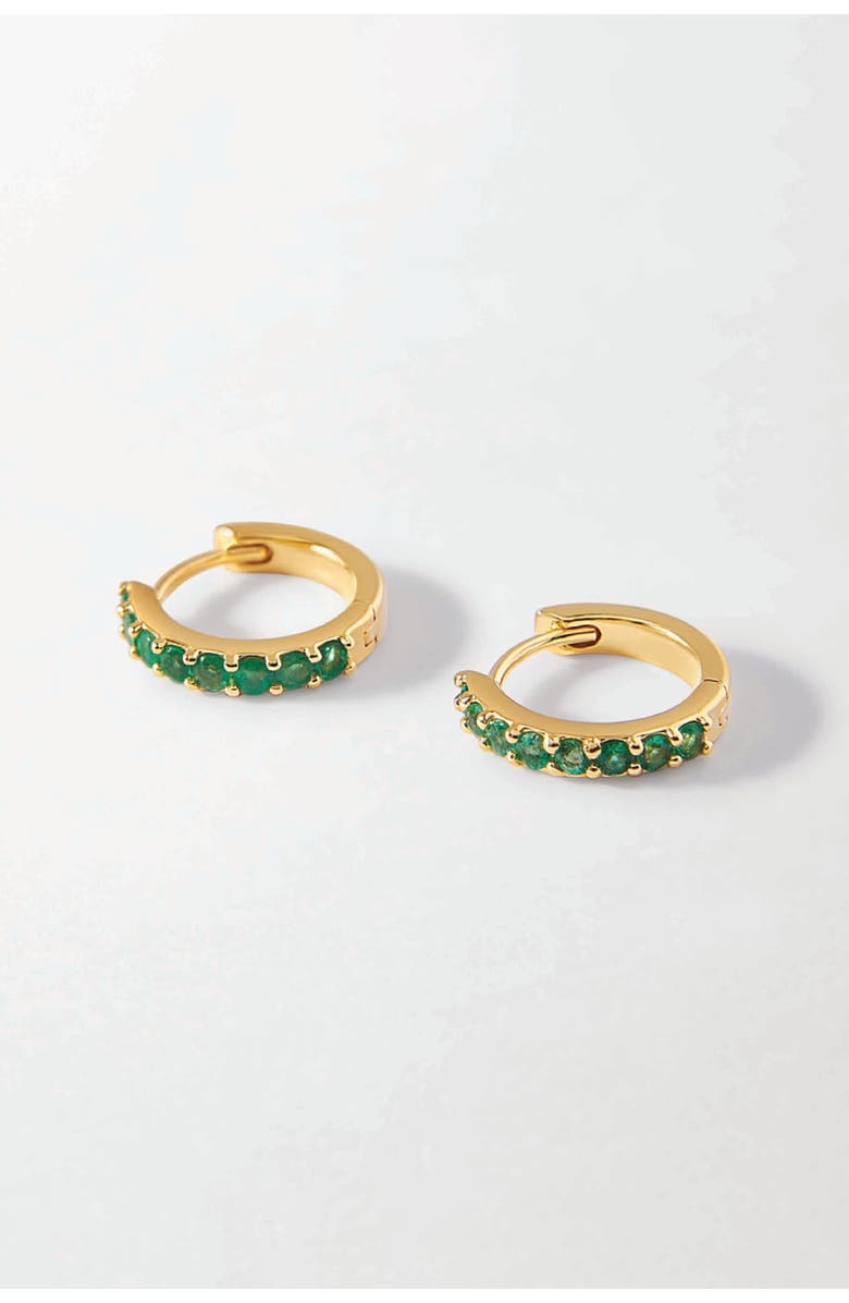 Edge of Ember Emerald Pave Huggie Earrings, Alternate, color, Emerald