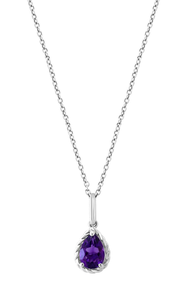 Sterling Silver Pear Cut Amethyst Pendant Necklace, Main, color, PURPLE