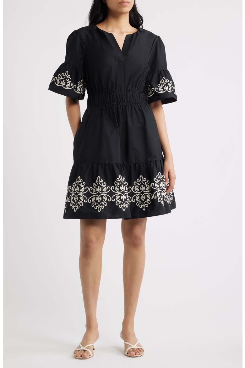 Ruffle Cotton Dress, Main, color, BLACK