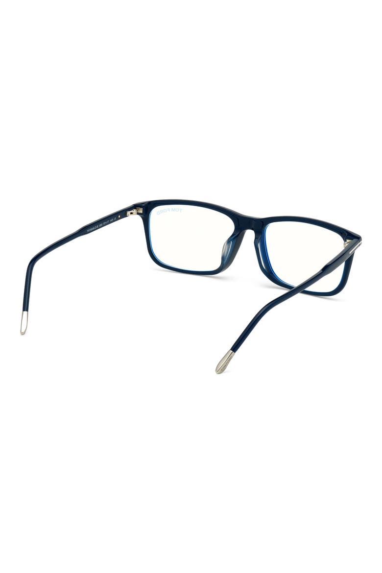 57mm Rectangular Blue Light Blocking Optical Glasses, Alternate, color, NAVY BLUE PALLADIUM TEMPLE