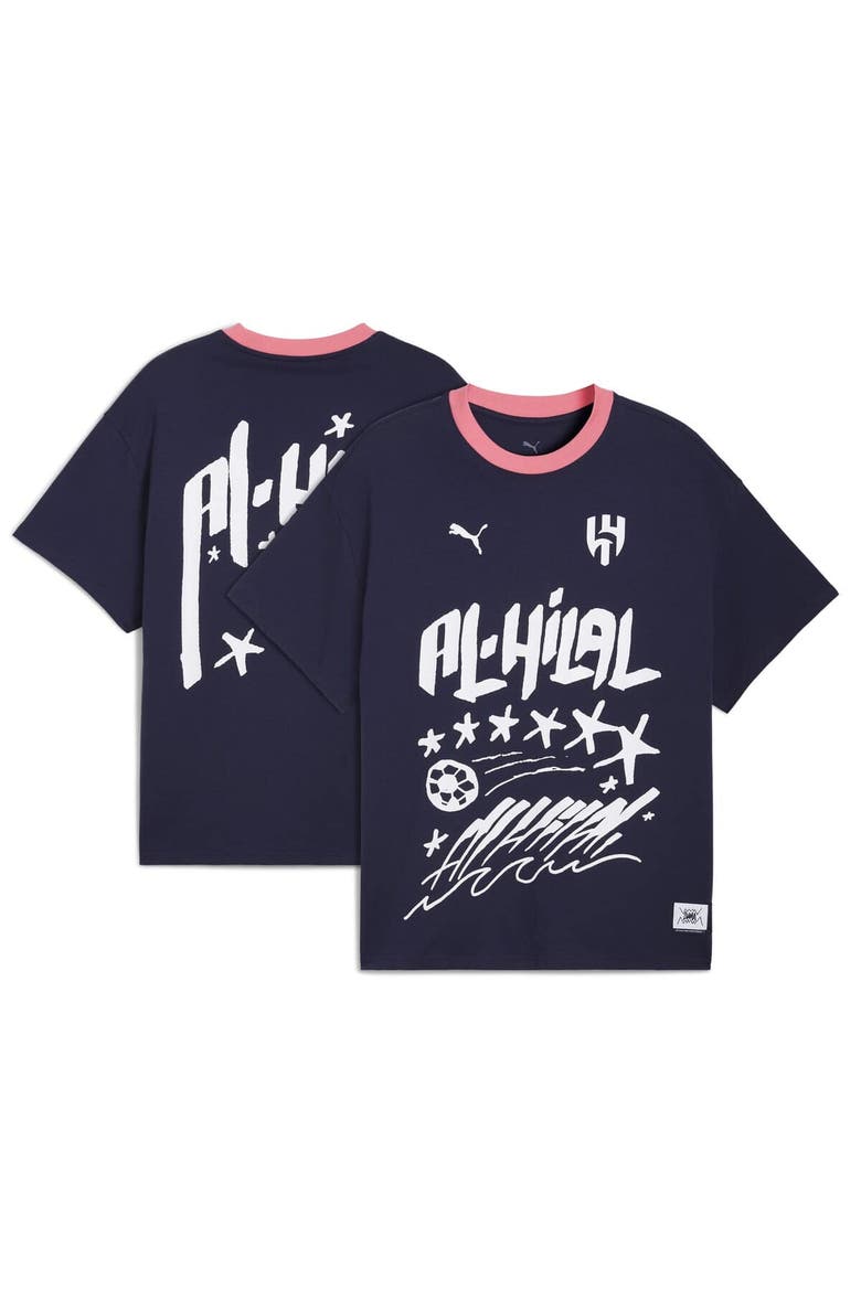 Men's Puma Navy Al Hilal 2025 FIFA Club World Cup Hoops T-Shirt, Main, color, Navy