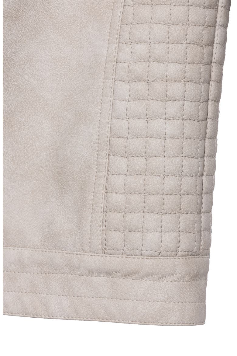 Kids' Hooded Faux Leather Moto Jacket, Alternate, color, STONE