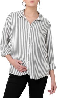Ripe Maternity Lou Stripe Maternity/Nursing Button-Up Shirt