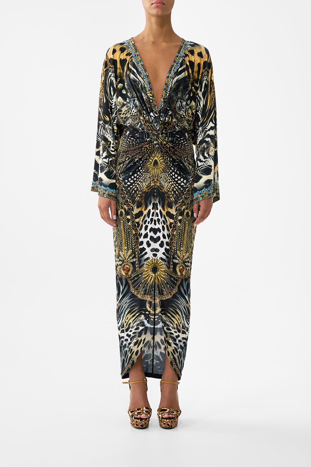 Long Split Front Twist Dress