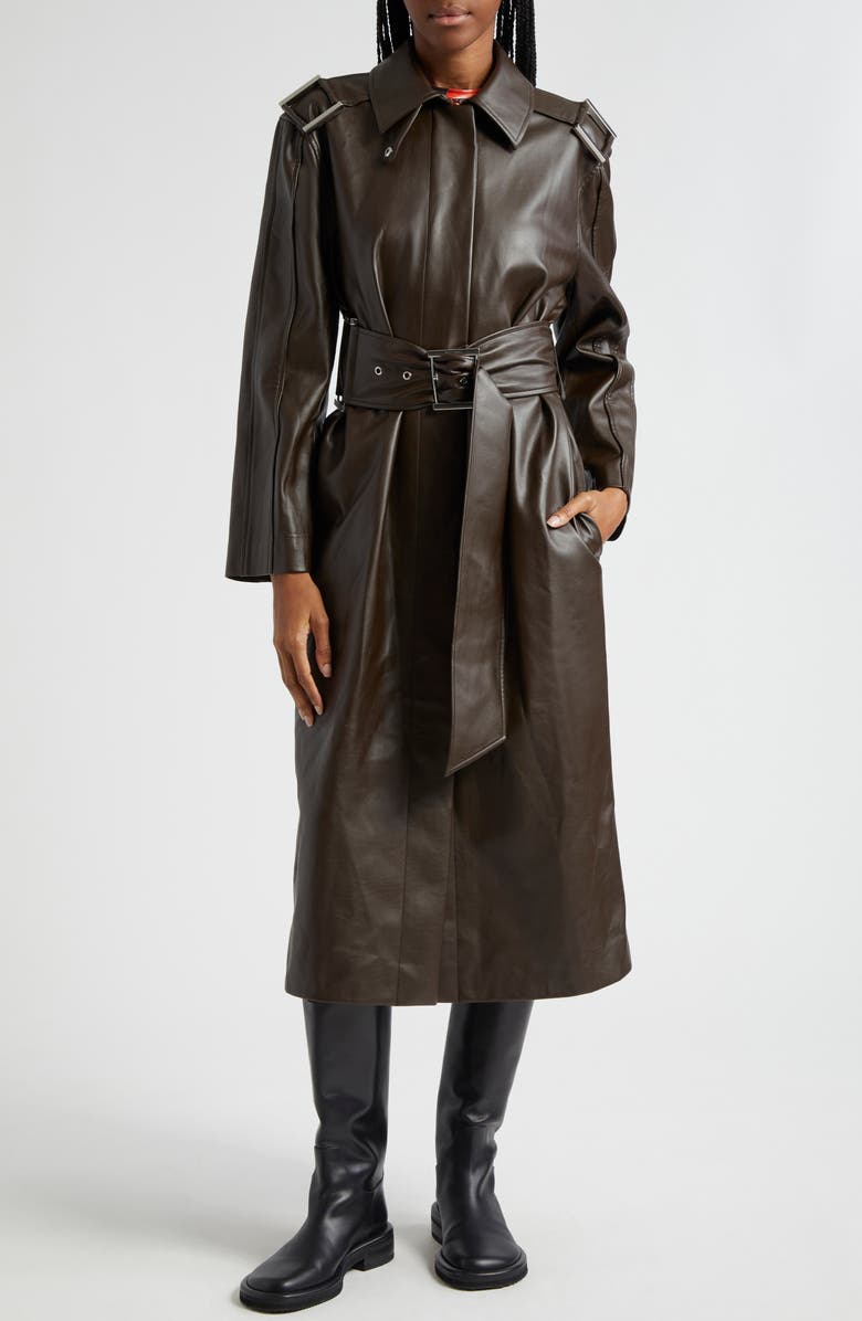 Stine Goya Oversize Faux Leather Trench Coat, Main, color, 