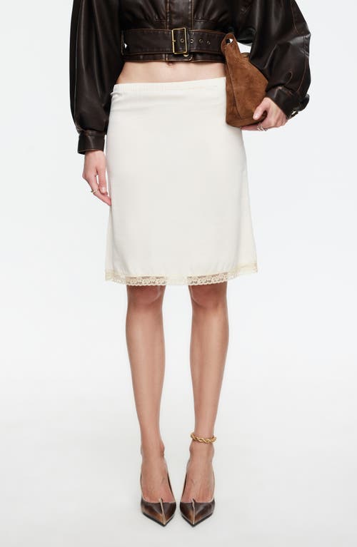 LIONESS Bella Lace Detail Satin Skirt in Butter at Nordstrom, Size Large
