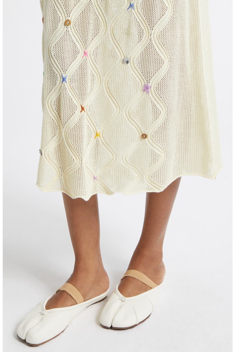 Cotton Lattice Stitch Midi Skirt, Alternate, color, IVORY