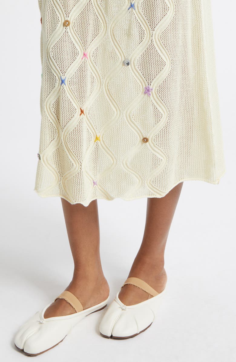 YanYan Cotton Lattice Stitch Midi Skirt, Alternate, color, Ivory