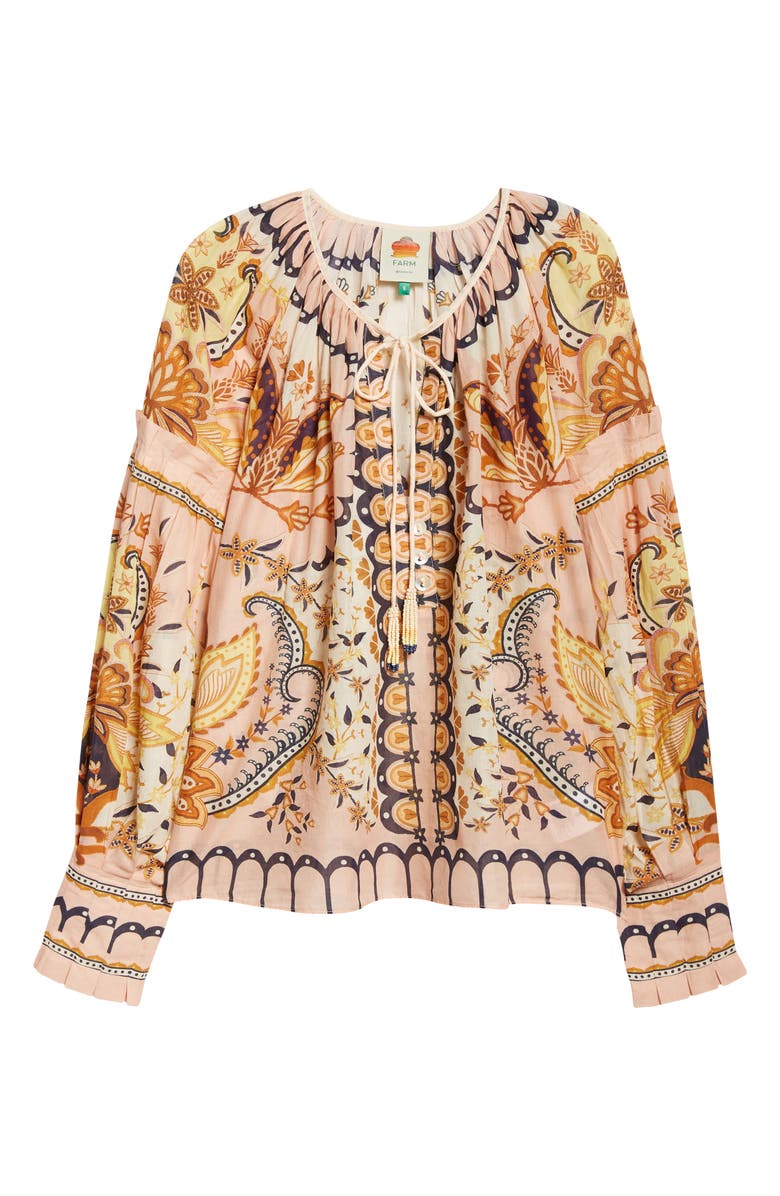 FARM Rio Jaipur Floral Print Poet Blouse, Alternate, color,