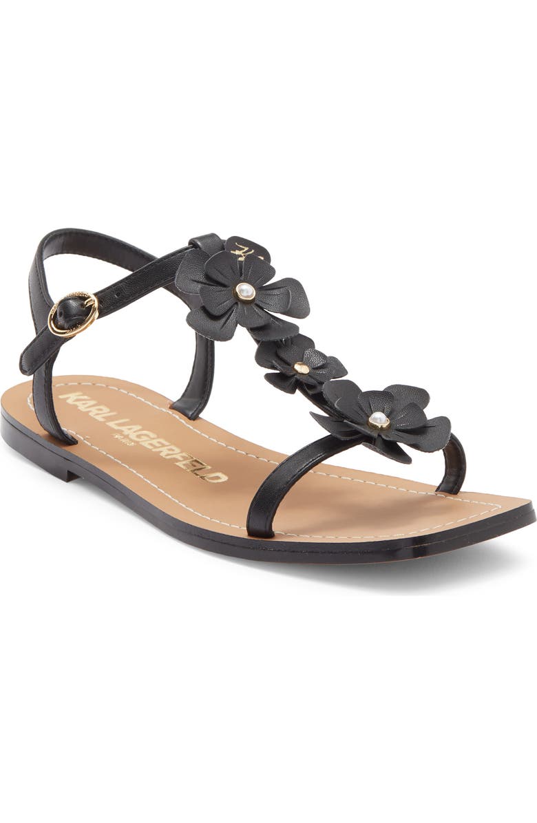 KARL LAGERFELD PARIS Margate T-Strap Sandal, Main, color, Black