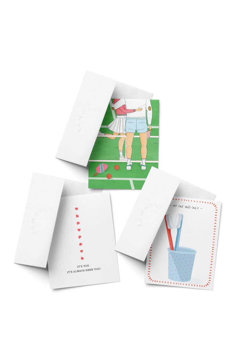 Love/Valentine's Assorted Greeting Card Pack (3ct) "Pickleball couple, It's You, Toothbrush", Main, color, Multi-Pack
