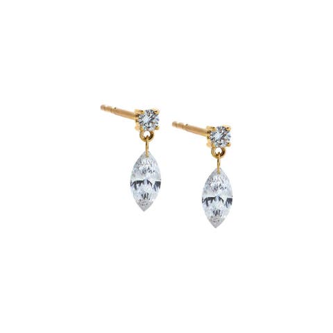 Lab Grown Diamond Drop Marquise Stud Earring 14K