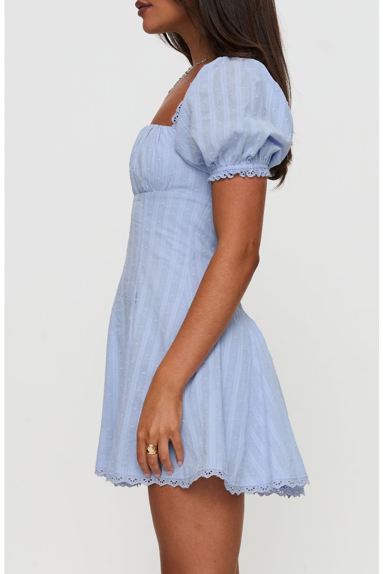Rabatia Puff Sleeve Cotton Minidress, Alternate, color, BLUE