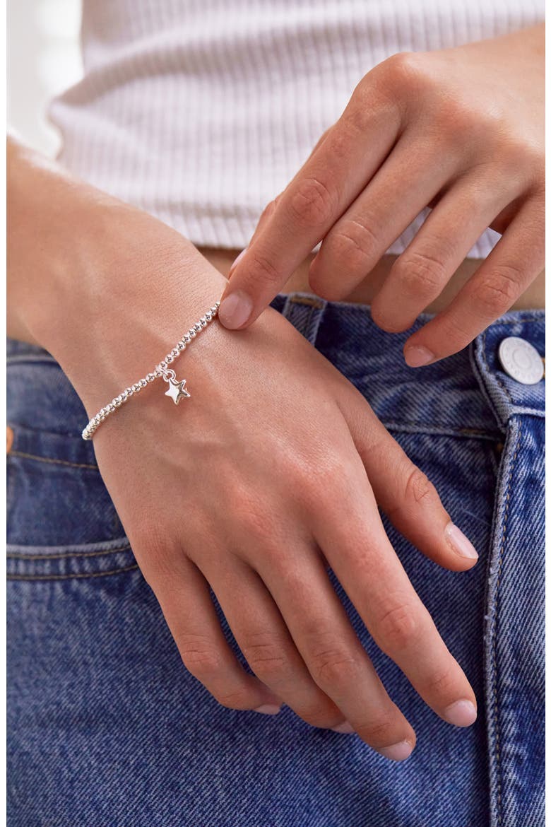 Puffed Star Sienna Beaded Stretch Bracelet, Alternate, color, SILVER