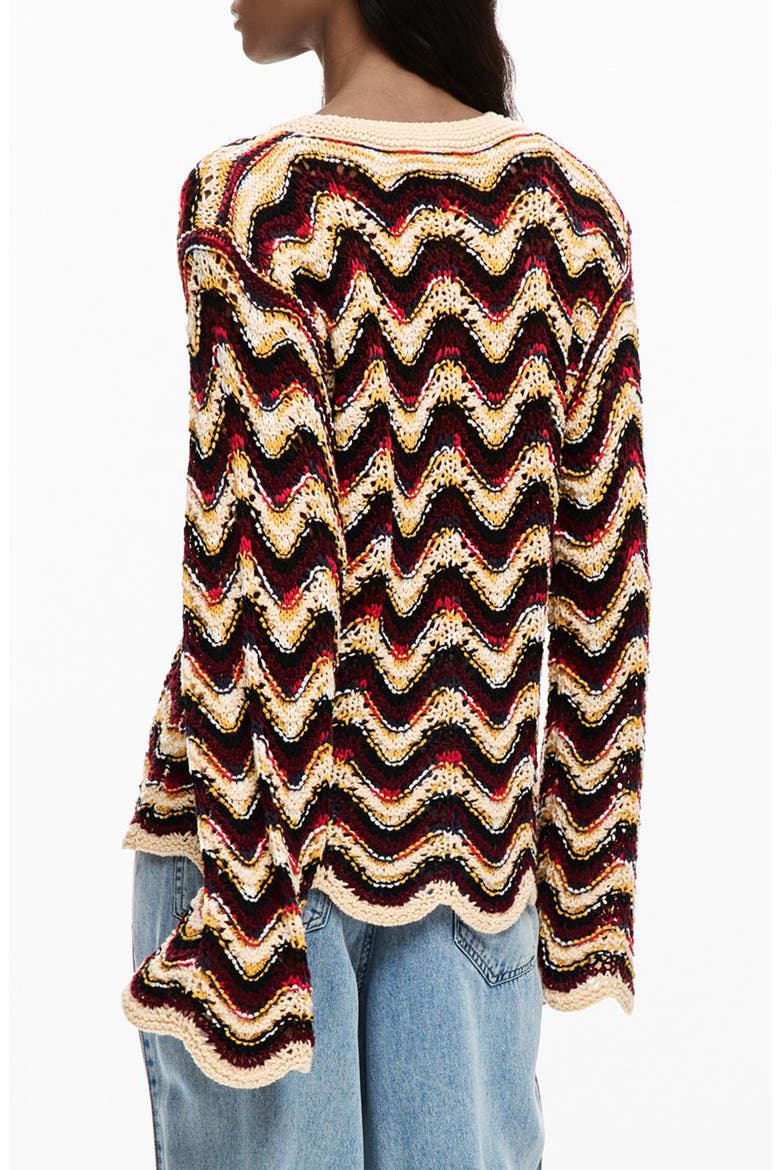 Zigzag Crochet Sweater, Alternate, color, WATER GREEN