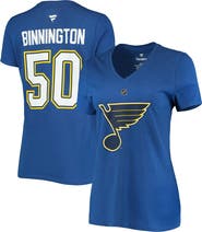 FANATICS Women's Fanatics Branded Jordan Binnington Blue St. Louis Blues Team Authentic Stack Name & Number V-Neck T-Shirt