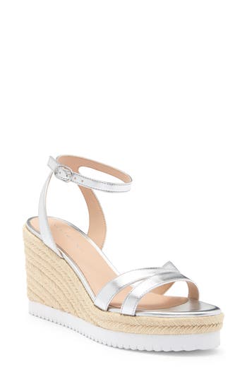 Stuart Weitzman Catlina Espadrille Wedge Sandal In Silver