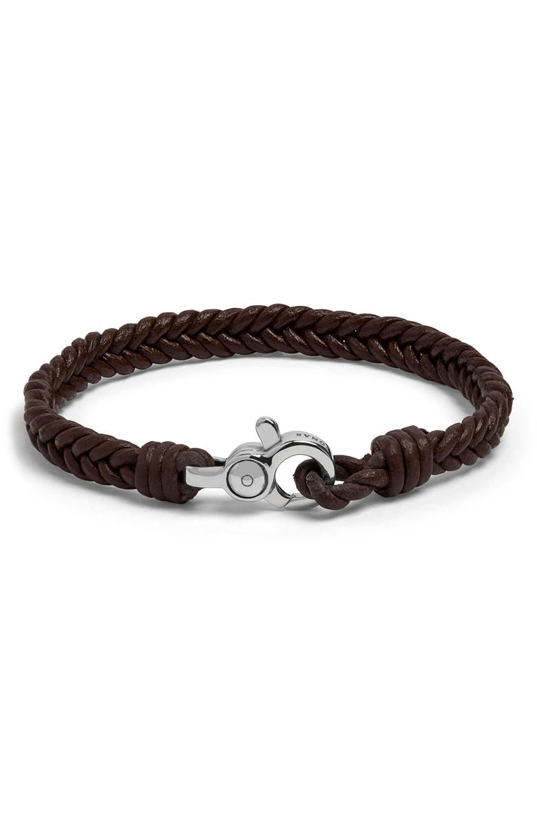 Jonas Studio Men's Woven Leather Bracelet, Main, color, Brown