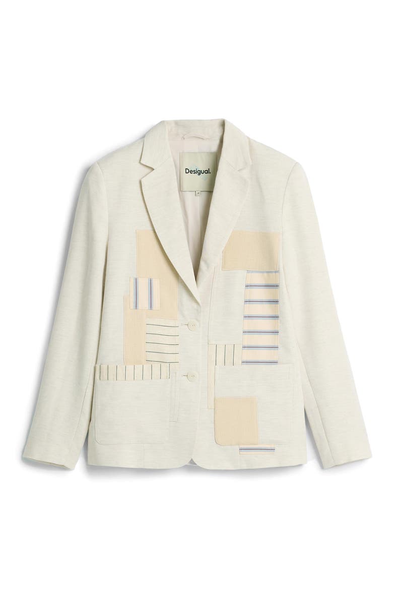 Patchwork Blazer, Alternate, color, OFF WHITE