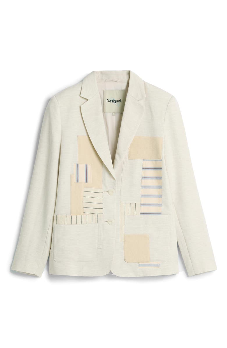 Desigual Patchwork Blazer, Alternate, color, Off White