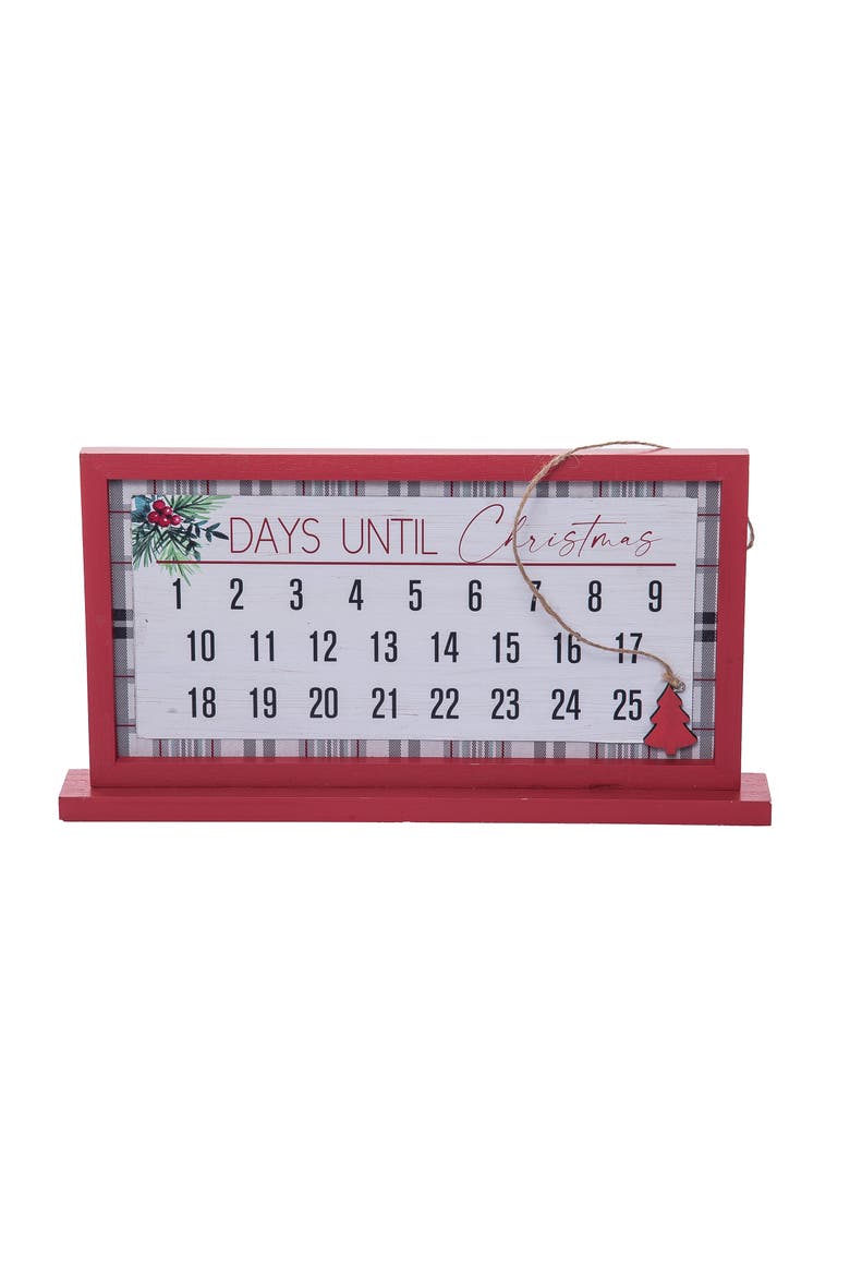 Multicolor Traditional Plaid Advent Calendar Wooden Christmas Decor, Alternate, color, Multicolored