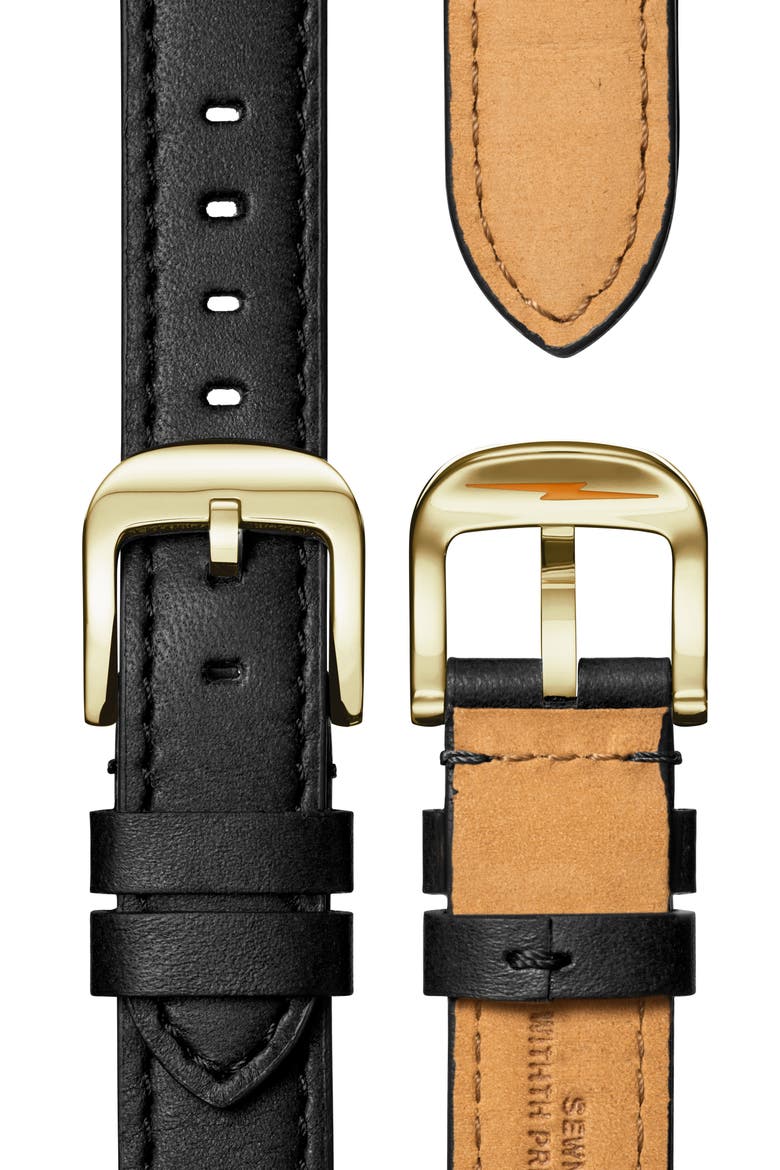 Canfield Leather Strap Watch, 38mm, Alternate, color, BLACK