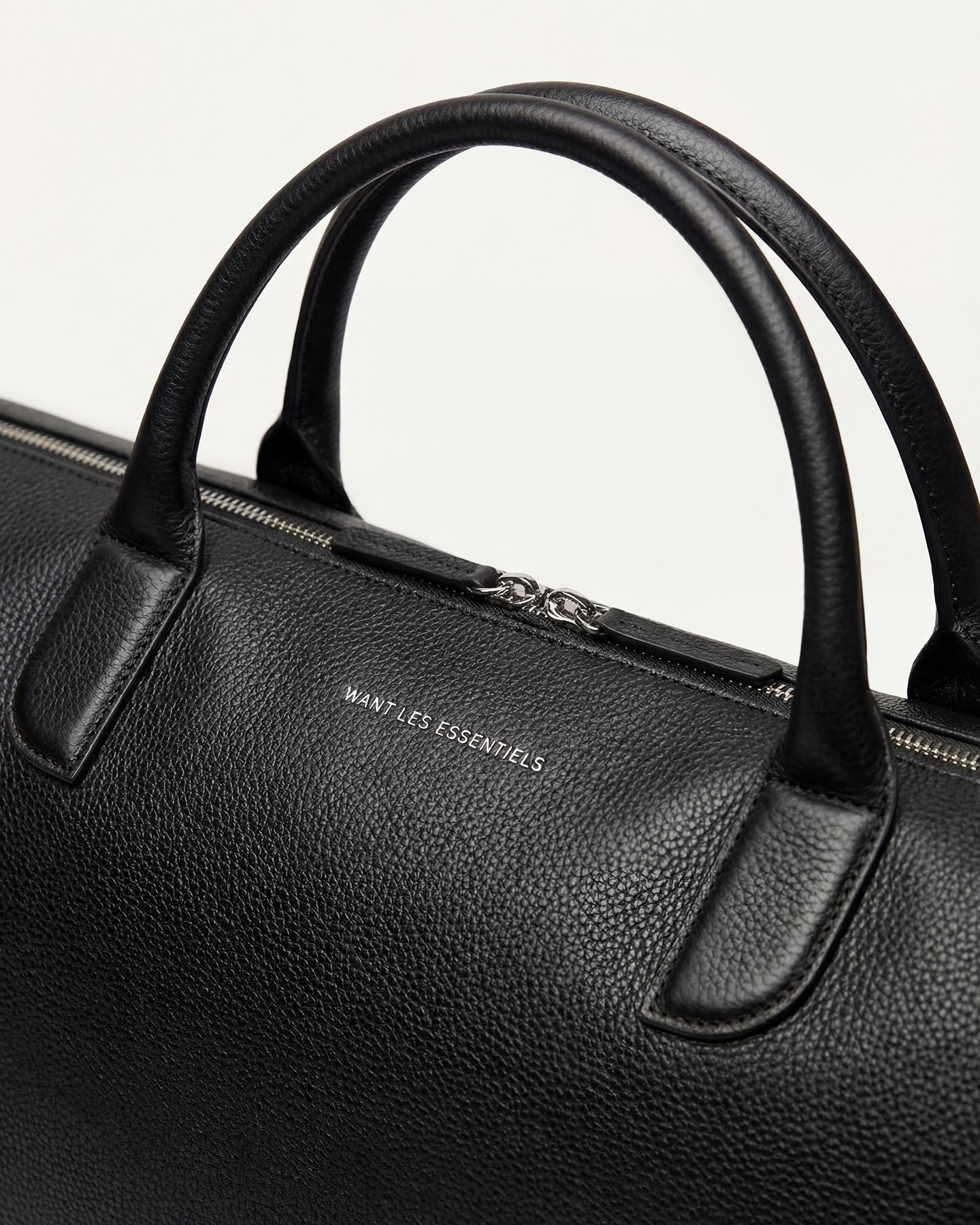 WANT Les Essentiels Hartsfield Pebble-Grained Leather Weekender Bag, Alternate, color, Black
