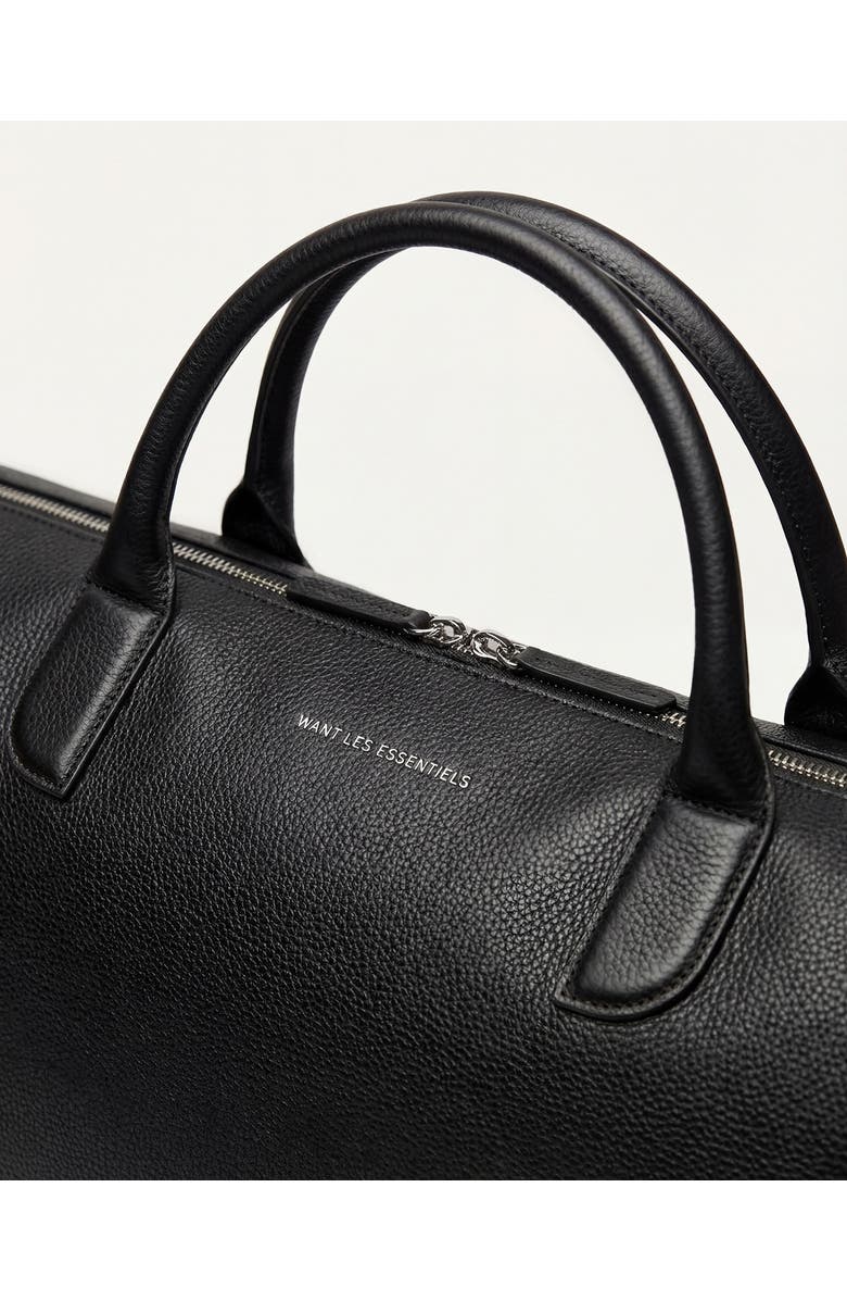 WANT Les Essentiels Hartsfield Pebble-Grained Leather Weekender Bag, Alternate, color, Black