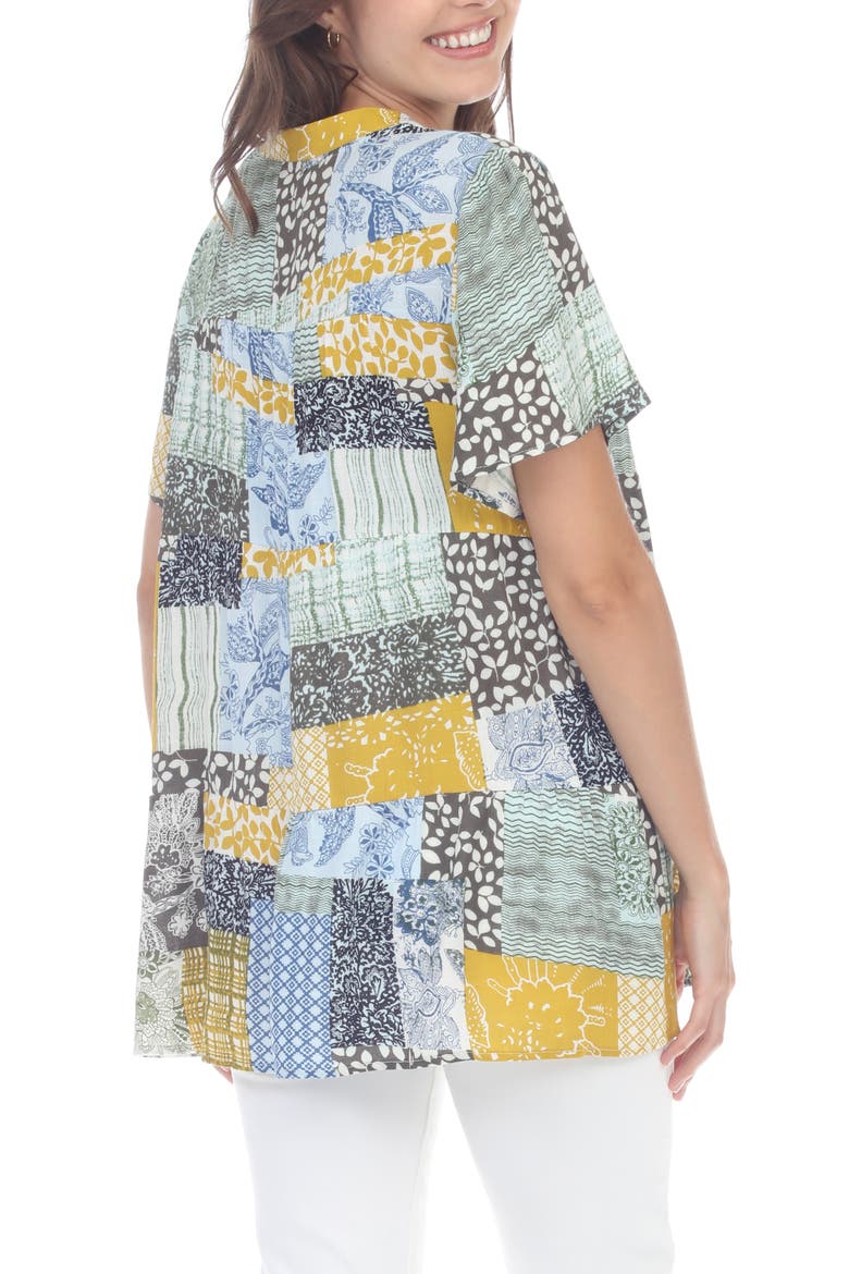 Short Sleeve Patchwork Top, Alternate, color, BLUE