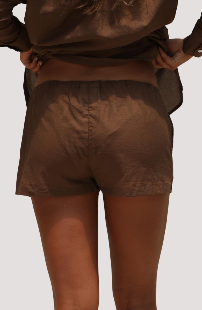 Stone Fox Swim Leo Organic Cotton Cover-Up Shorts, Alternate, color, Coconut Oil